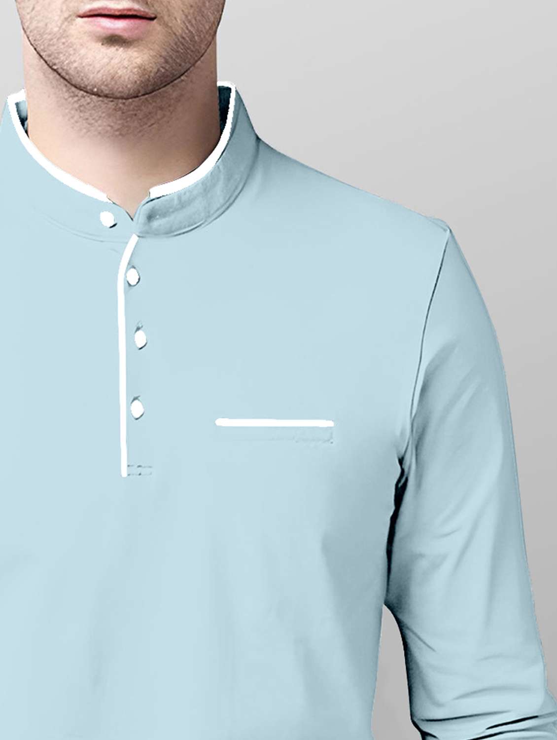 mandarin neck solid regular t-shirt - 19996196 -  Standard Image - 2