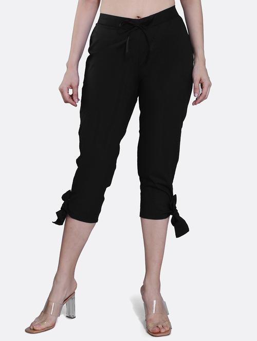 women solid cotton capri - 19996233 - Standard Image - 0