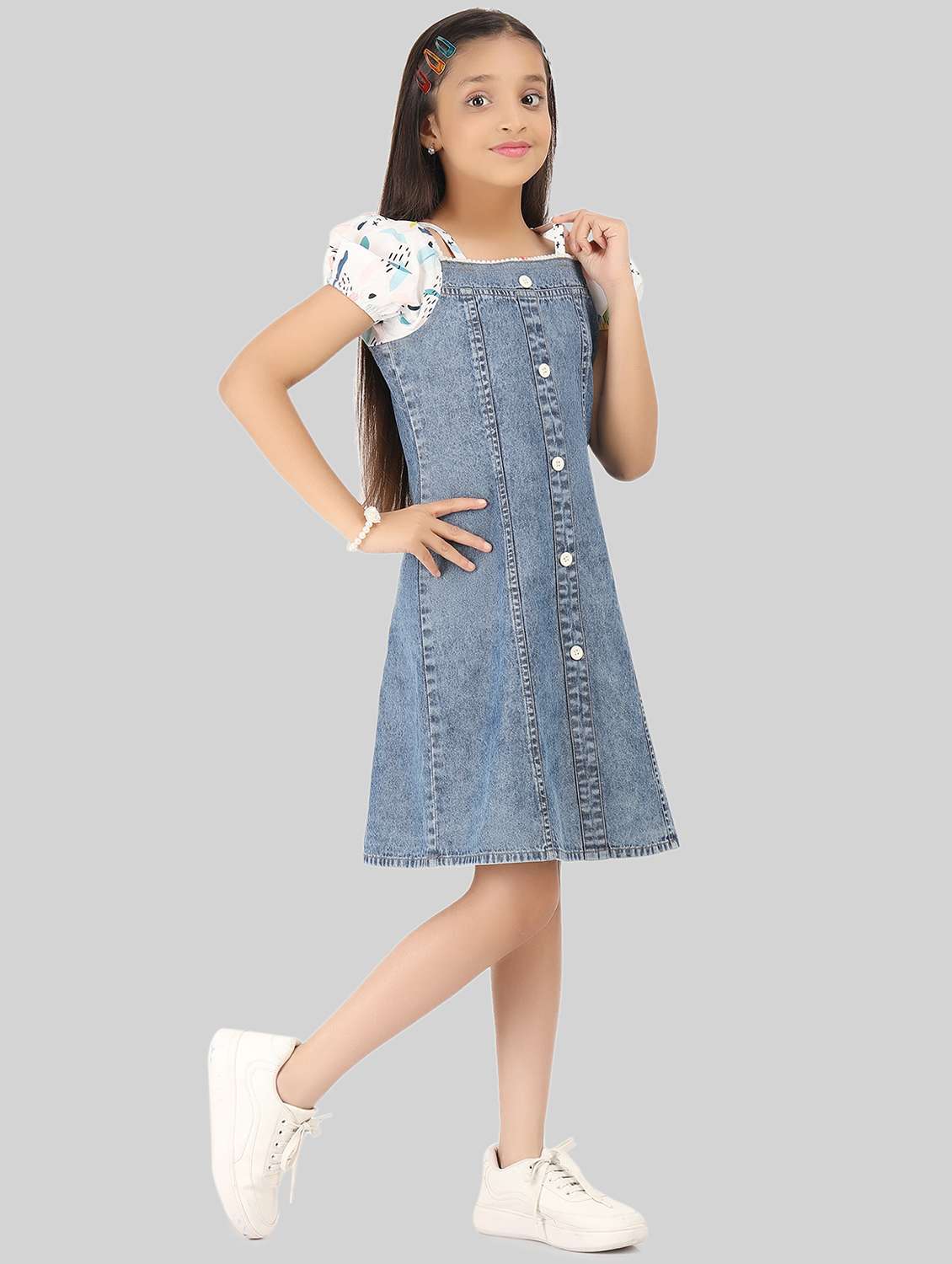 girls square neck puff sleeve dress - 19996404 -  Standard Image - 2