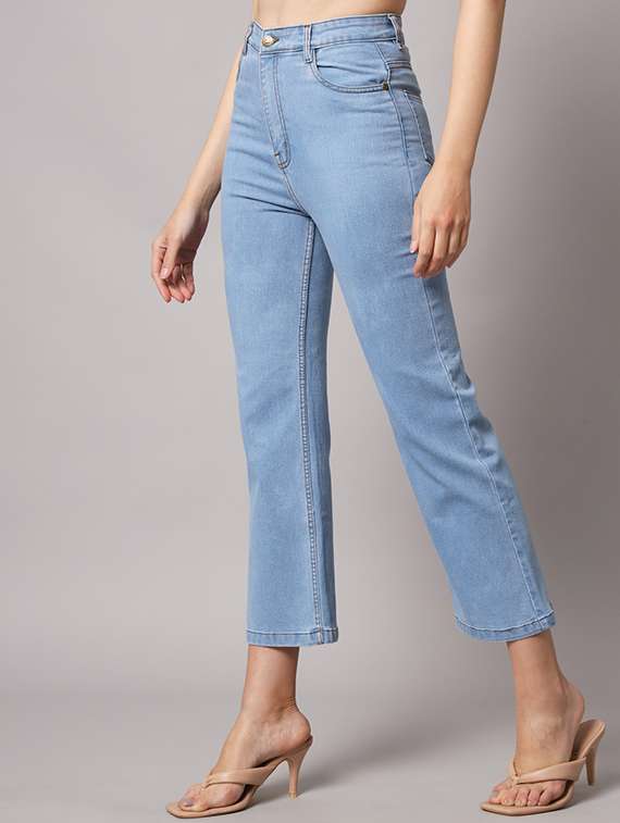 light blue solid mid rise ankle length bootcut jean - 19996817 - Standard Image - 2