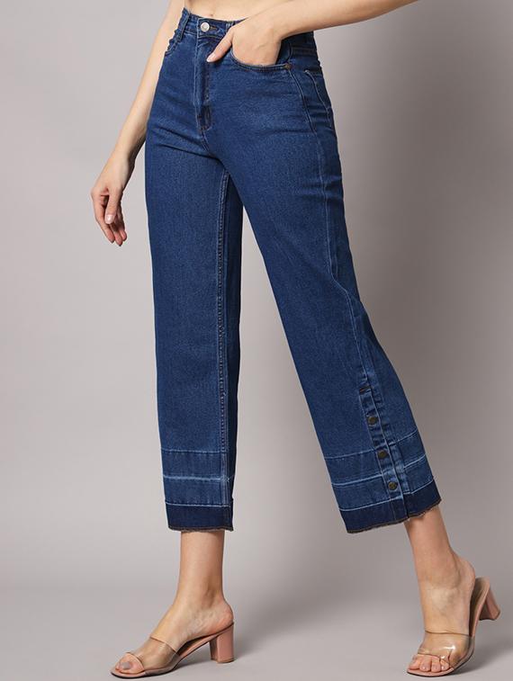 blue solid mid rise ankle length straight jean - 19996869 - Standard Image - 2