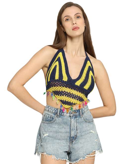 blue self design top