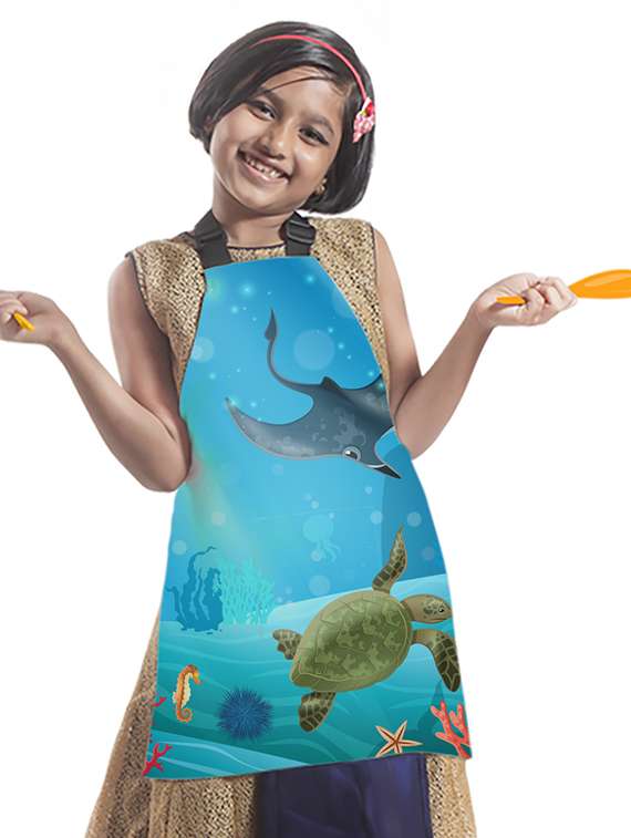 satin apron for kids with centre pocket & adjustable waist/painting/cooking