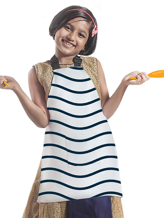 satin apron for kids with centre pocket & adjustable waist/painting/cooking