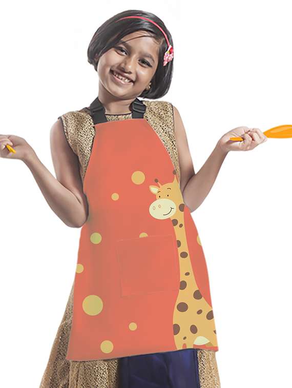 satin apron for kids with centre pocket & adjustable waist/painting/cooking