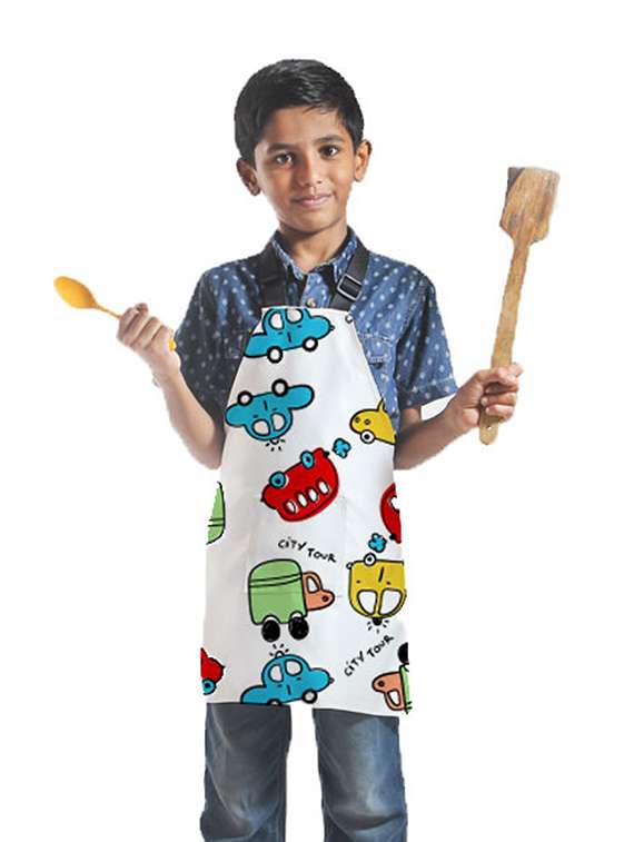 satin apron for kids with centre pocket & adjustable waist/painting/cooking