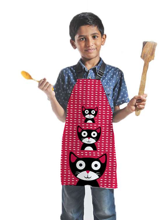 satin apron for kids with centre pocket & adjustable waist/painting/cooking