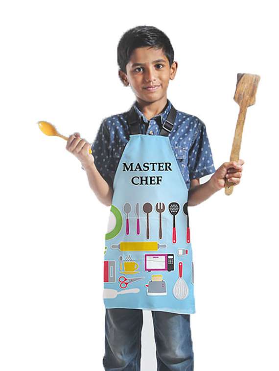 satin apron for kids with centre pocket & adjustable waist/painting/cooking