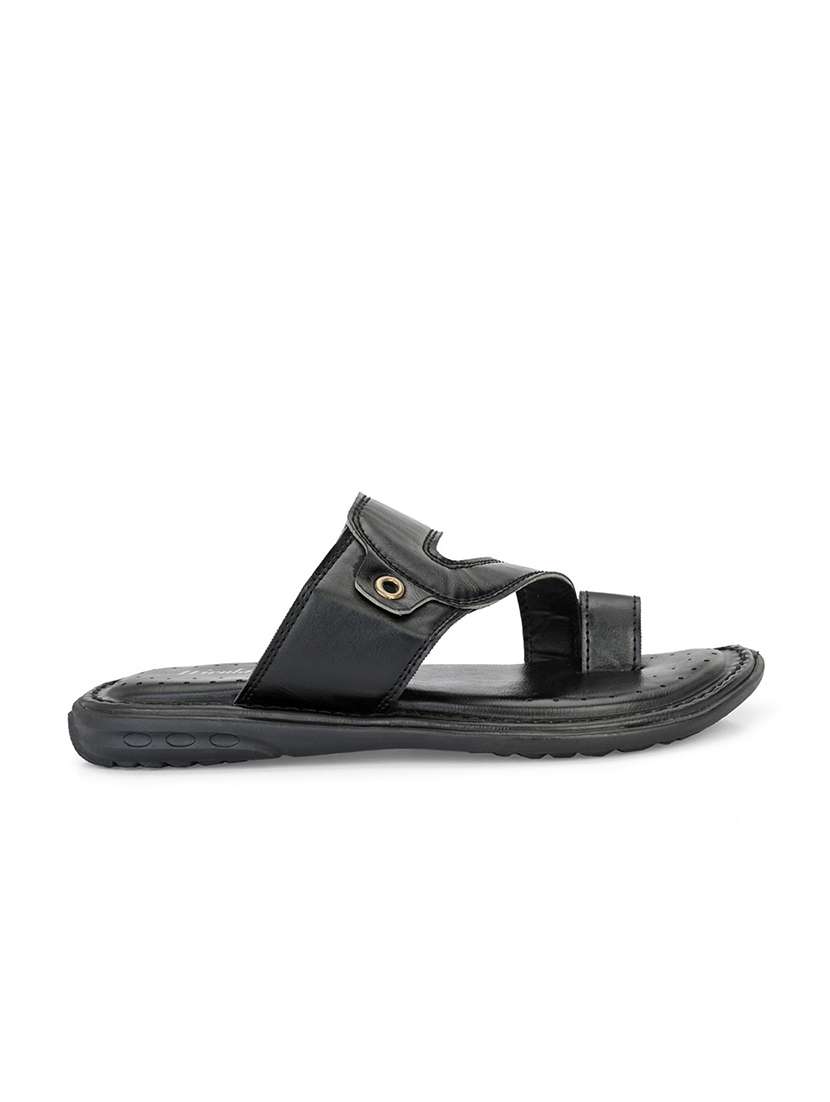 black faux leather slip on slippers - 19999649 -  Standard Image - 2