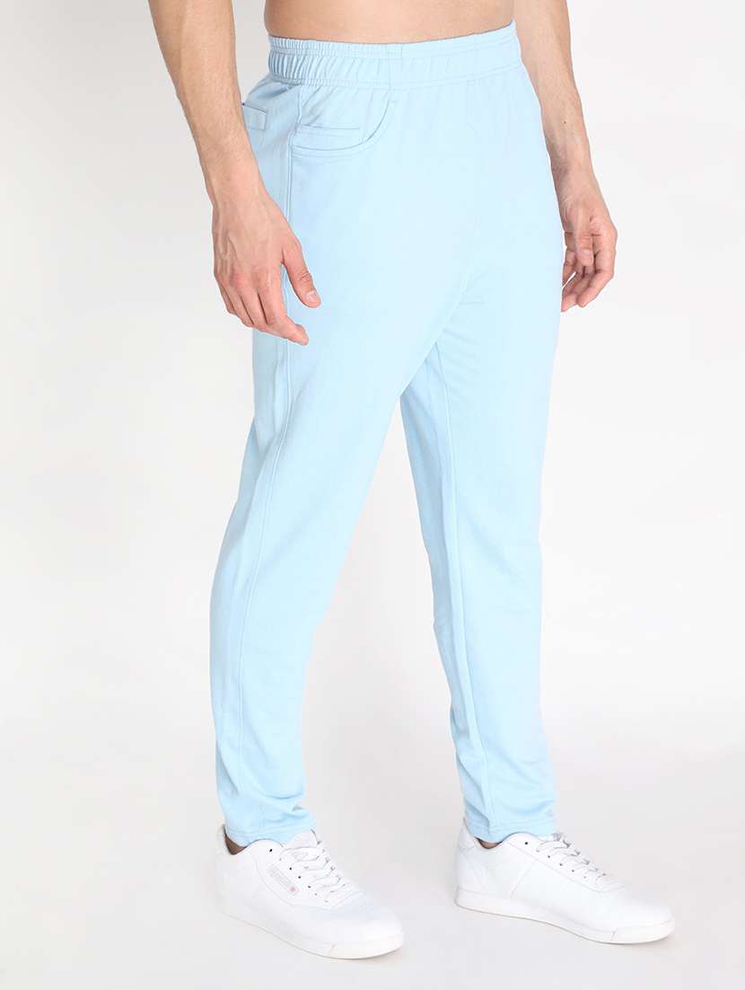 men blue solids full length track pant - 19999687 -  Standard Image - 2