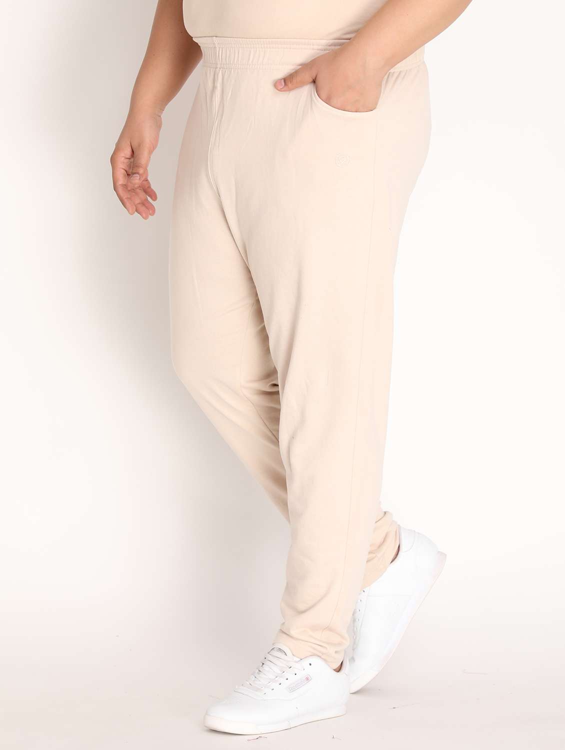 beige solid full length track pant - 19999714 -  Standard Image - 2
