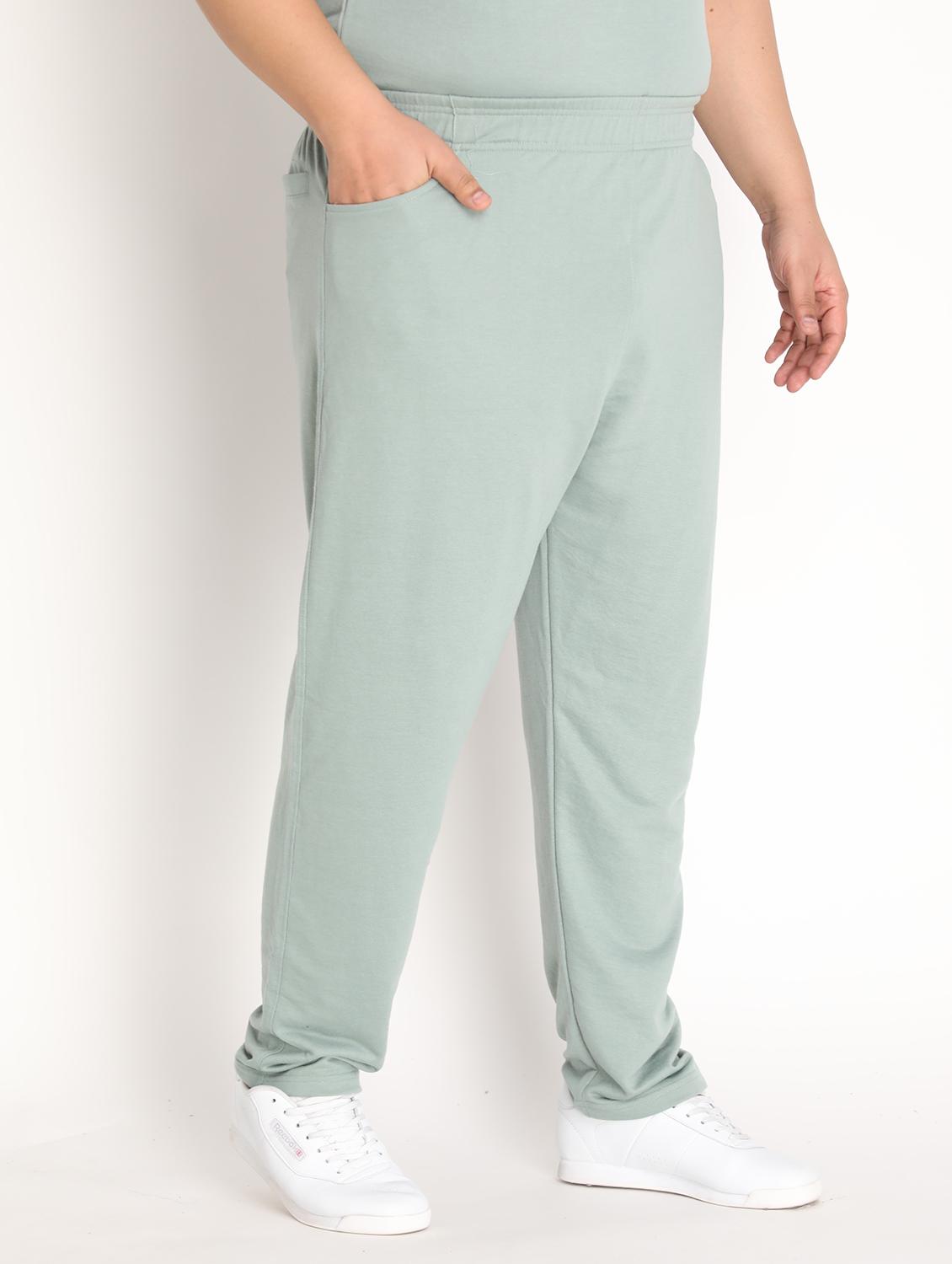 green solid full length track pant - 19999715 - Standard Image - 2