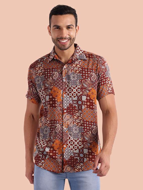 mens paisley casual shirt