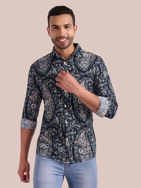 green cotton blend casual shirt