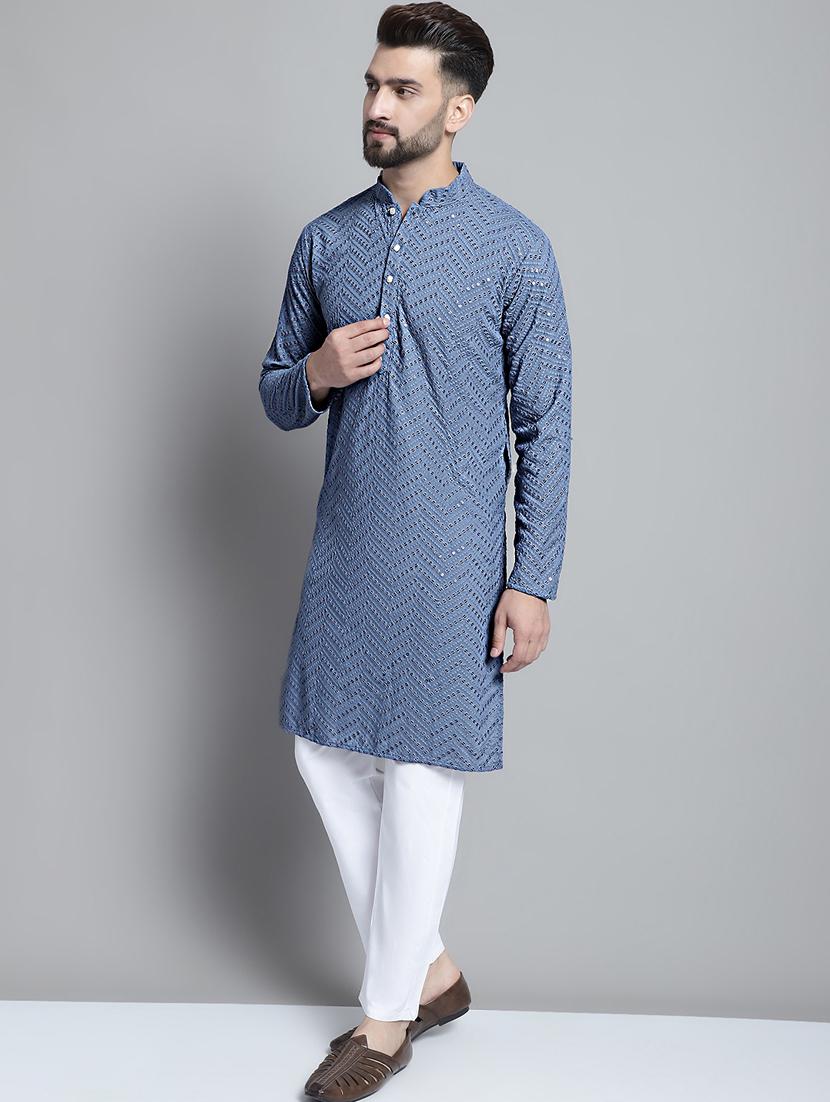 grey cotton kurta pyjama ethnic wear set - 20002378 - Standard Image - 2