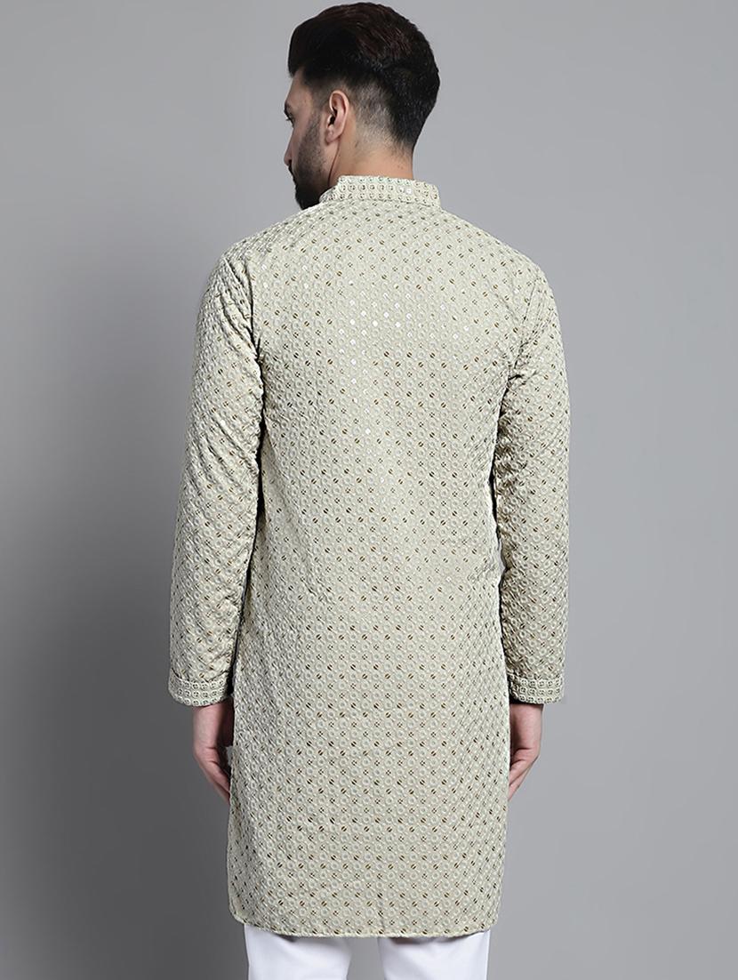 mandarin neck embroidered kurta - 20002390 - Standard Image - 2