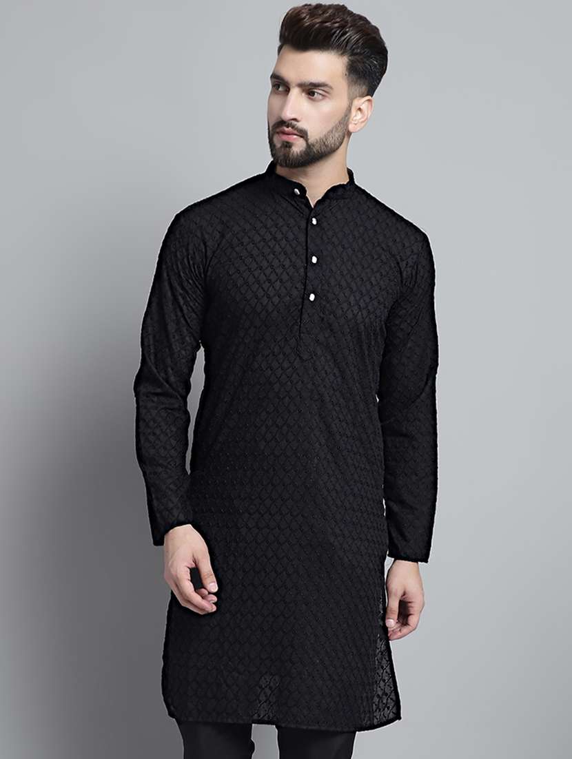 mandarin neck embroidered long kurta