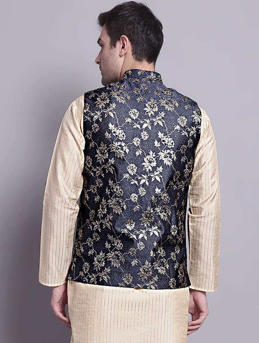 grey silk blend nehru jacket - 20002410 -  Standard Image - 2