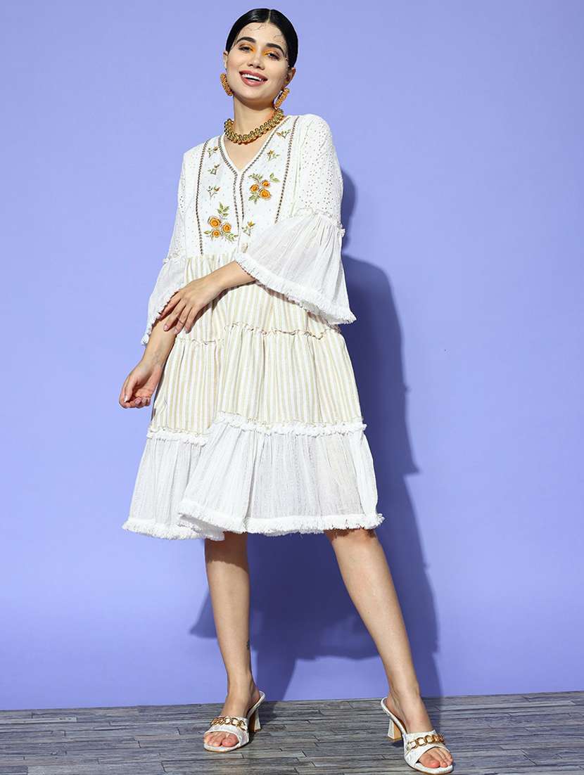 women's tiered dress self design dress