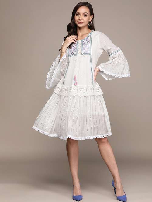women's tiered dress knee length dress - 20002502 -  Standard Image - 0