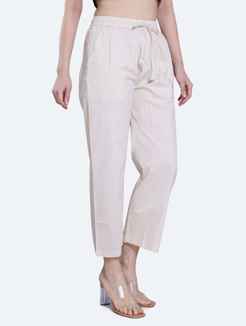 beige cotton trousers - 20002547 - Standard Image - 2