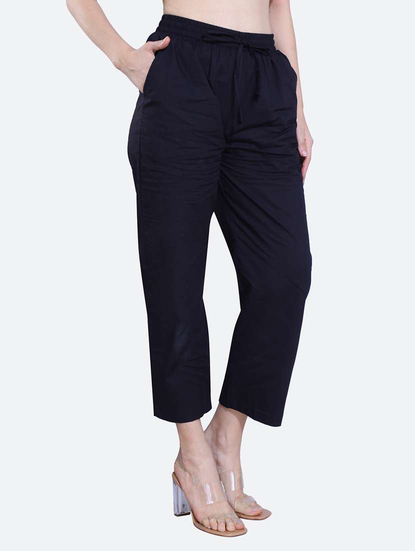 black cotton trousers - 20002548 - Standard Image - 2