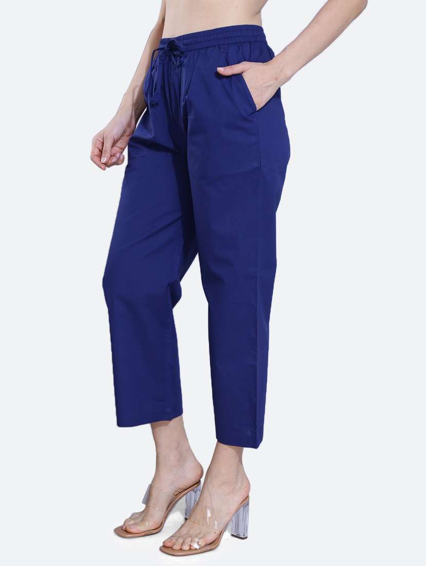 blue cotton trousers - 20002549 - Standard Image - 2
