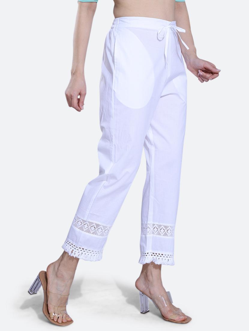 white cotton crop pants - 20002555 - Standard Image - 2