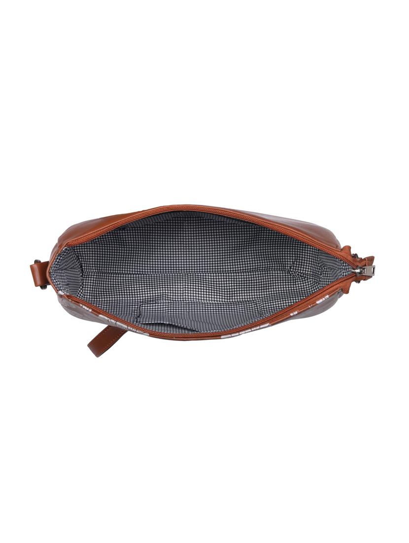 brown leatherette (pu) regular sling bag - 20004639 - Standard Image - 2