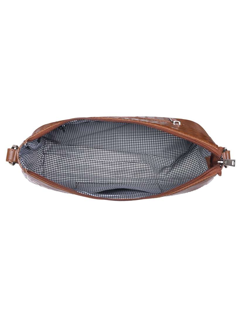 brown leatherette (pu) regular sling bag - 20004644 -  Standard Image - 2