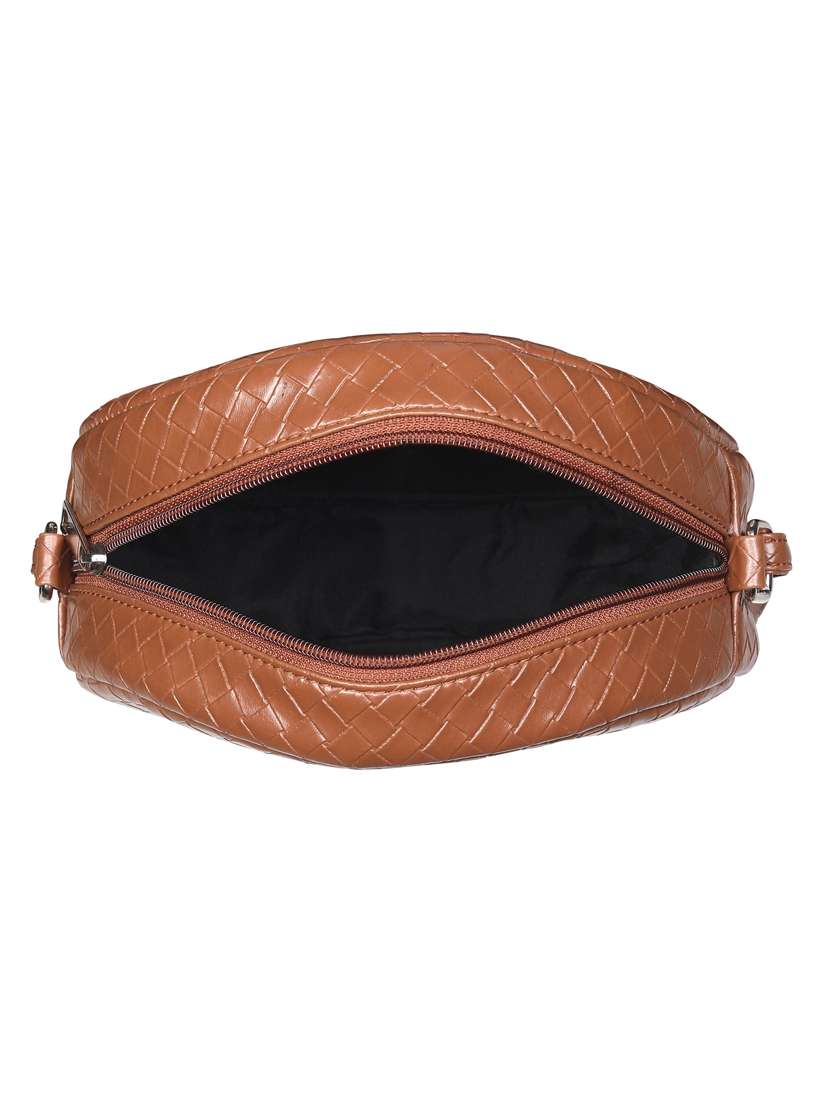 brown leatherette (pu) regular sling bag - 20004645 -  Standard Image - 2