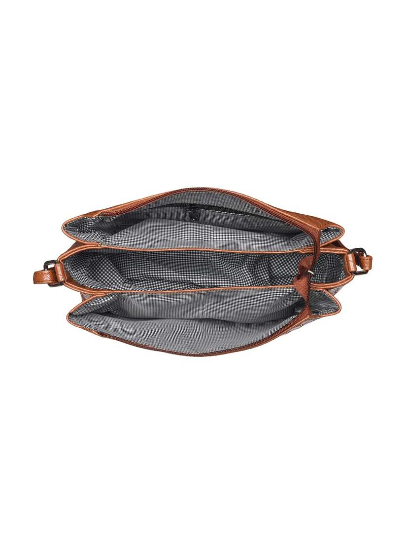 brown leatherette (pu) regular sling bag - 20004665 -  Standard Image - 2