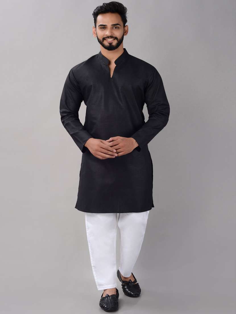 black cotton blend ethnic wear set
