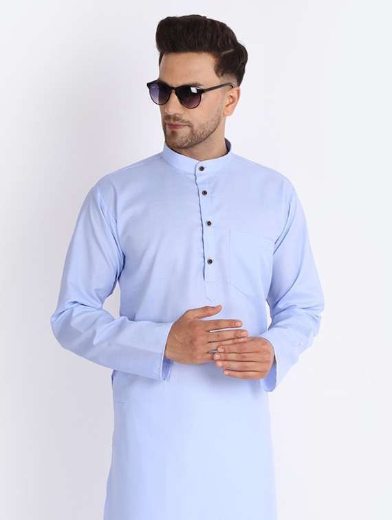 banhussain solid cotton blend long kurta - 20005398 -  Standard Image - 2