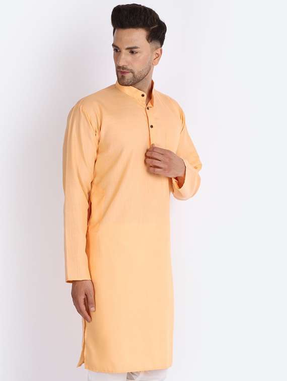 mandarin neck solid long kurta - 20005400 -  Standard Image - 2