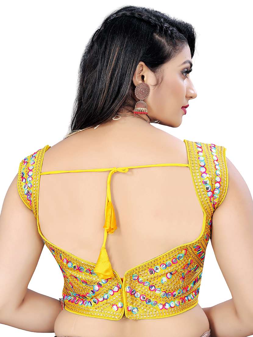 yellow stitched self design blouse - 20005451 - Standard Image - 2