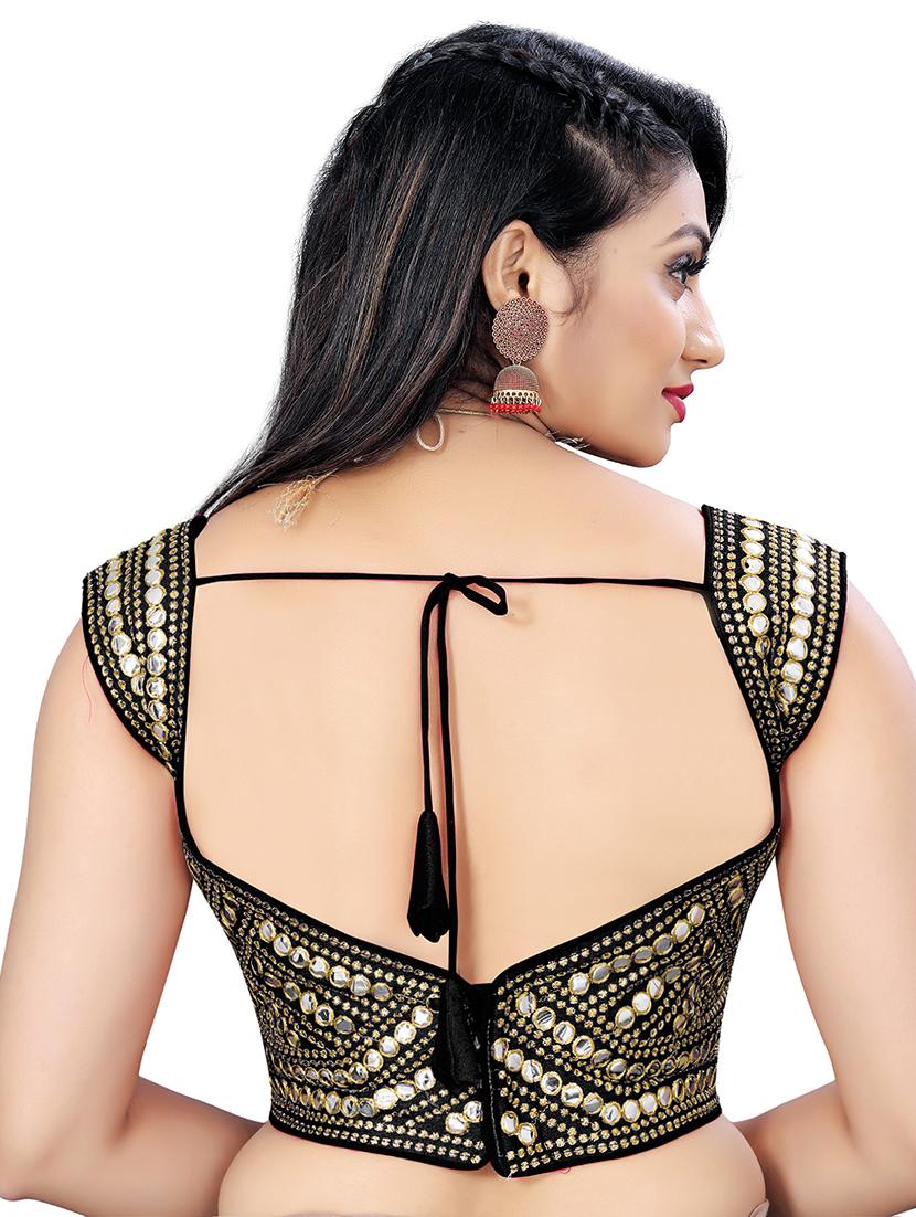 black stitched self design blouse - 20005460 - Standard Image - 2