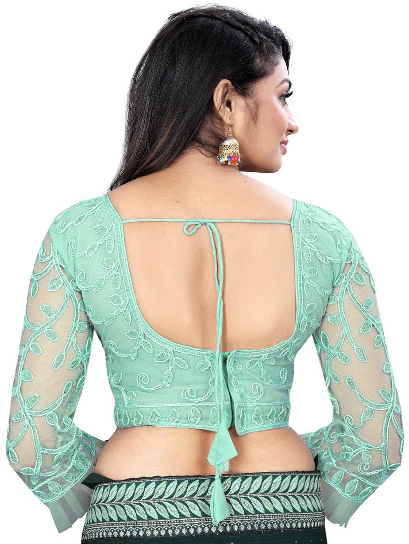 blue stitched self design blouse - 20005461 - Standard Image - 2