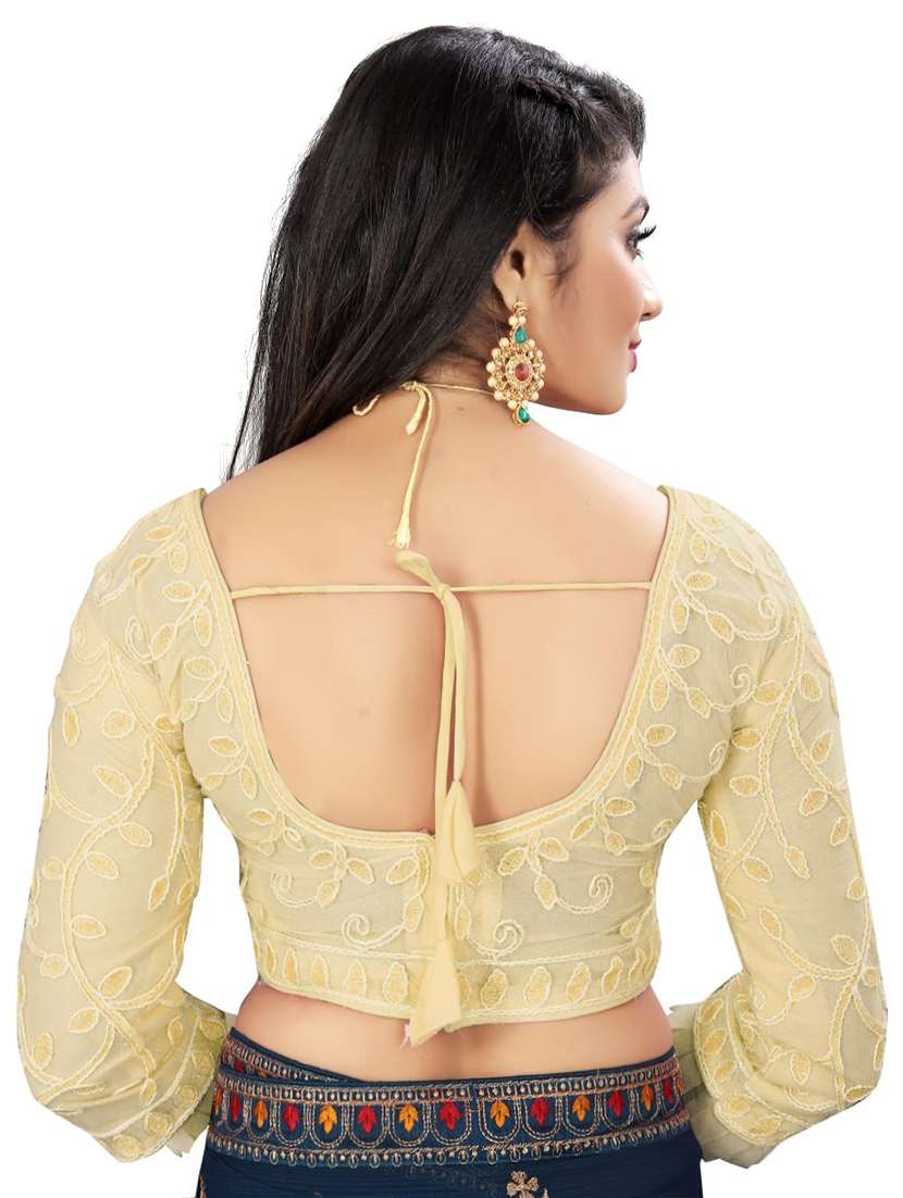 yellow stitched self design blouse - 20005466 - Standard Image - 2