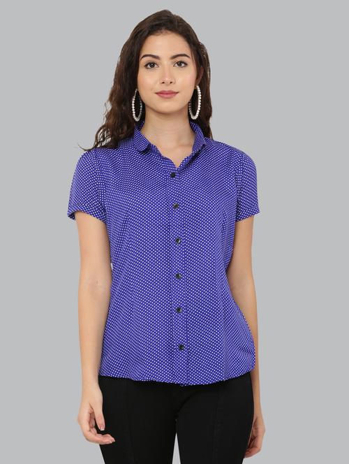 blue crepe regular shirt - 20007182 -  Standard Image - 0