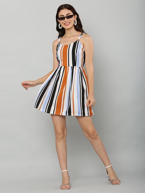 women's fit & flare striped dress - 20007225 - Standard Image - 0