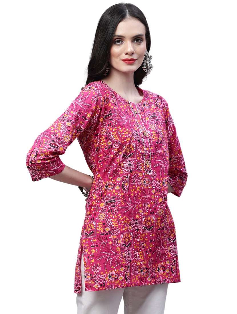printed cotton short kurti - 20007354 -  Standard Image - 2