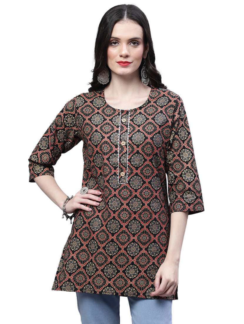 women printed cotton short kurti