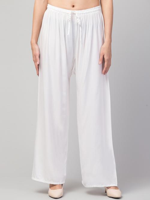 white rayon palazzos - 20007365 -  Standard Image - 0