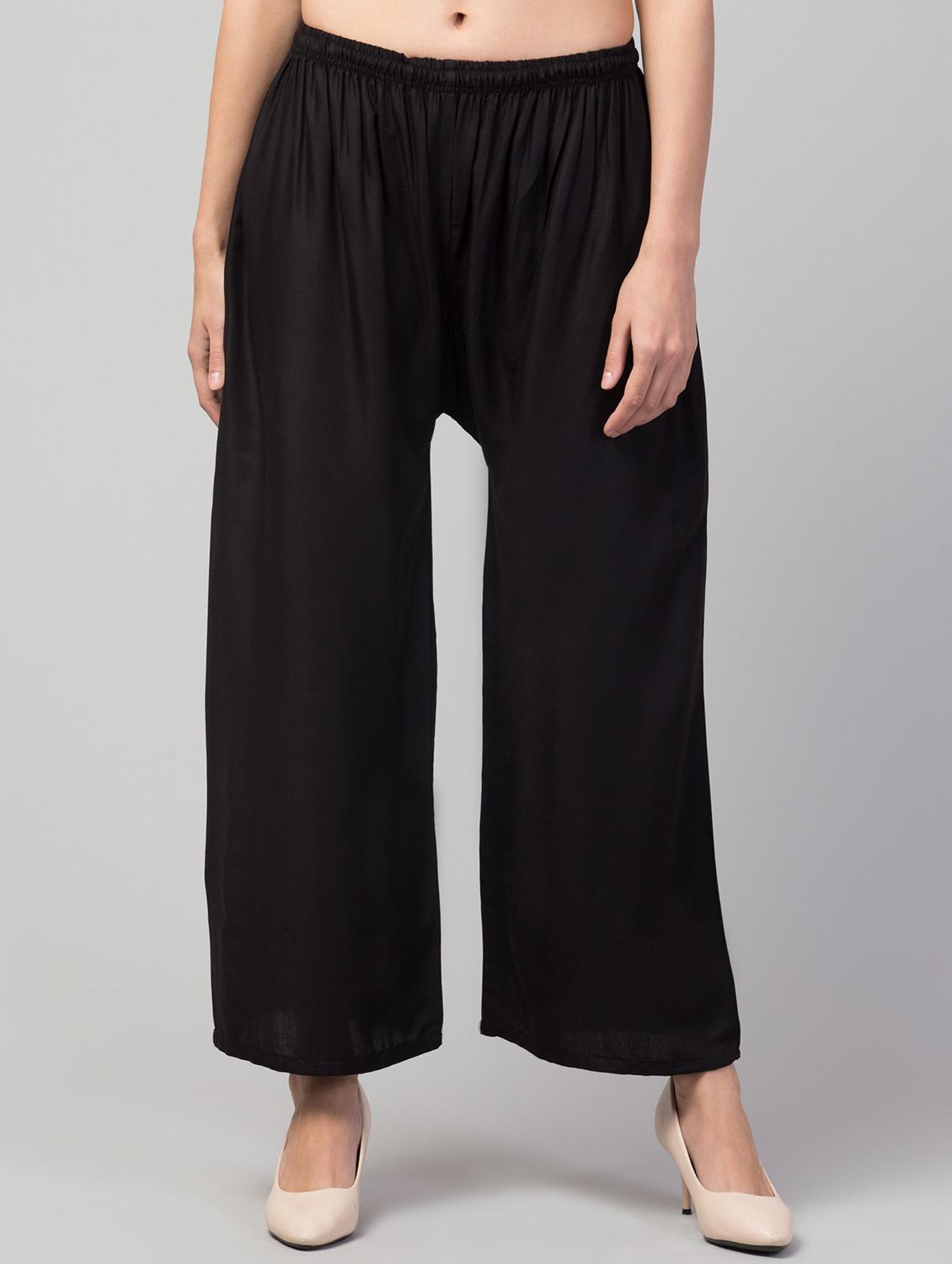 black rayon palazzos - 20007366 -  Zoom Image - 0