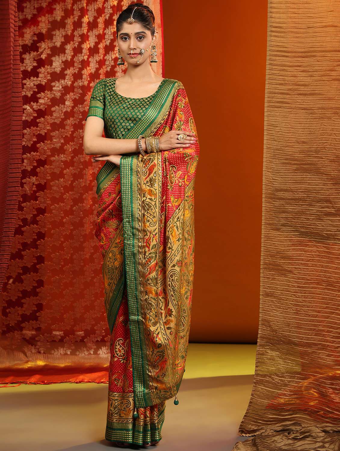 women's self design multi colored saree with blouse