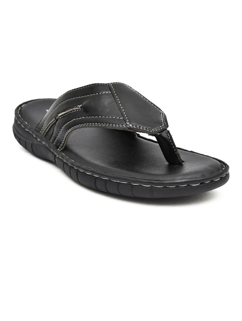 black pu toe separator slippers - 20007510 -  Zoom Image - 0