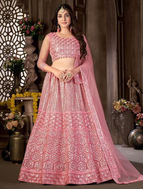 embroidered flared lehenga choli with dupatta - 20007519 - Standard Image - 0