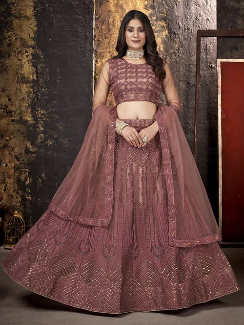 embroidered flared lehenga choli with dupatta - 20007523 - Standard Image - 0