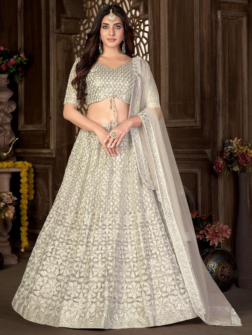 embroidered flared lehenga choli with dupatta - 20007528 -  Standard Image - 0